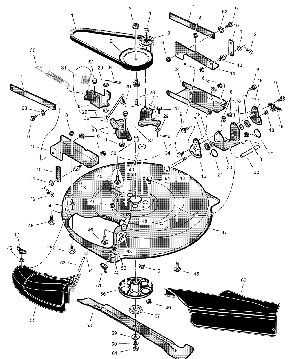 Mower Housing Diagram and Parts List for 309012X51A 2001 Briggs and Stratton Lawn Tractor